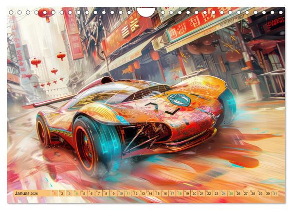 Produktbild: Futuristische Boliden - Asiatisch inspiriert (Wandkalender 2026 DIN A4 quer), CALVENDO Monatskalender