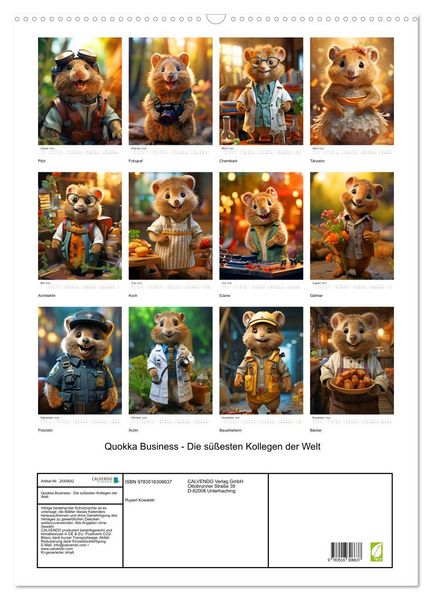 Produktbild: Quokka Business - Die s&uuml;&szlig;esten Kollegen der Welt (Wandkalender 2026 DIN A2 hoch), CALVENDO Monatskalender