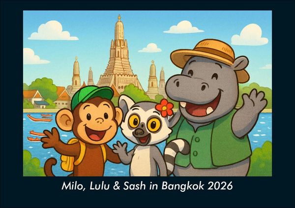 Milo, Lulu & Sash in Bangkok 2026 Fotokalender DIN A5