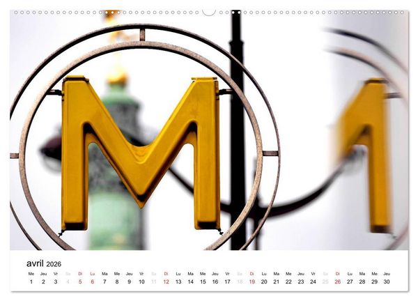 Produktbild: Paris M&eacute;tropolitain (Calendrier mural 2026 DIN A2 vertical) calendrier de bureau