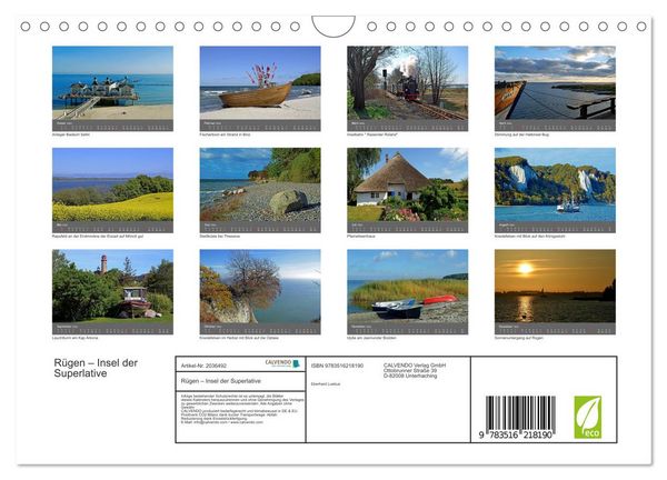 Produktbild: R&uuml;gen &ndash; Insel der Superlative (Wandkalender 2026 DIN A4 quer), CALVENDO Monatskalender