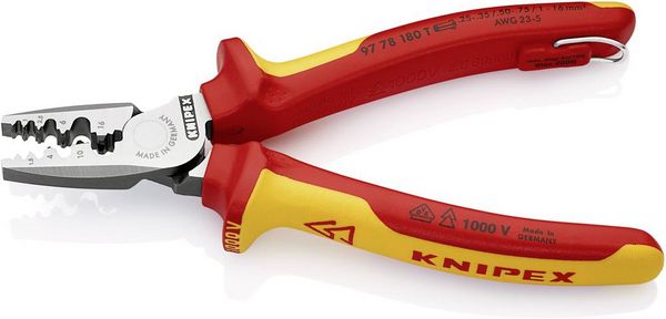 Produktbild: Knipex 97 78 180 T Crimpzange Aderendh&uuml;lsen 0.25 bis 16mm&sup2;