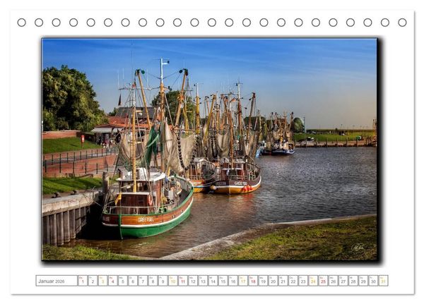 Produktbild: Ostfriesland - die bezaubernden alten H&auml;fen (Tischkalender 2026 DIN A5 quer), CALVENDO Monatskalender