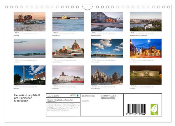 Produktbild: Helsinki - Hauptstadt am Finnischen Meerbusen (Wandkalender 2026 DIN A4 quer), CALVENDO Monatskalender