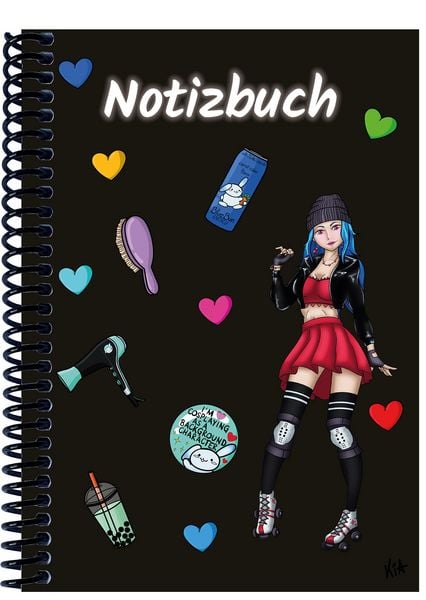 Produktbild: A 5 Notizbuch Manga Enora, schwarz, blanko