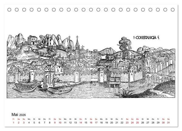 Produktbild: Schedelsche Weltchronik Deutsche St&auml;dte 1493 (Tischkalender 2026 DIN A5 quer), CALVENDO Monatskalender