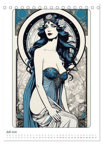 Produktbild: Frauen in Bildern im Art Nouveau-Stil (Tischkalender 2026 DIN A5 hoch), CALVENDO Monatskalender