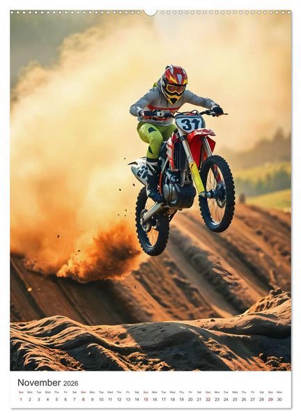 Produktbild: Throttle and thrills - High percentage motocross moments (High Quality Premium Wall Calendar 2026 DIN A2 portrait),CALVENDO 12 Month Wall Calendar