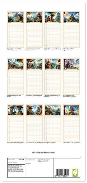 Produktbild: Familienplaner 2026 - Reise in einer M&auml;rchenwelt mit 5 Spalten (Wandkalender, 21 x 45 cm) CALVENDO