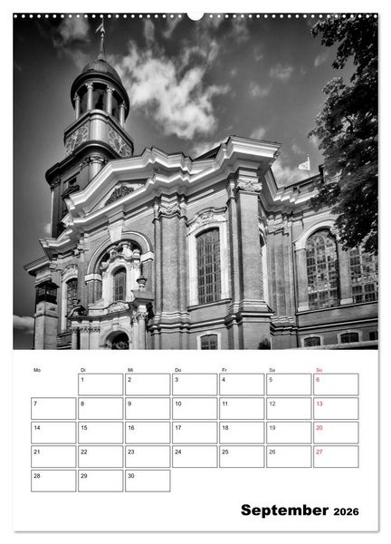 Produktbild: HAMBURG Monochrome Ansichten (Wandkalender 2026 DIN A2 hoch), CALVENDO Monatskalender