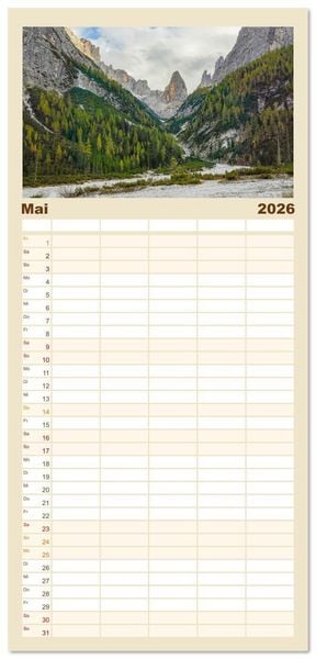 Produktbild: Familienplaner 2026 - S&uuml;dtirol Impressionen mit 5 Spalten (Wandkalender, 21 x 45 cm) CALVENDO