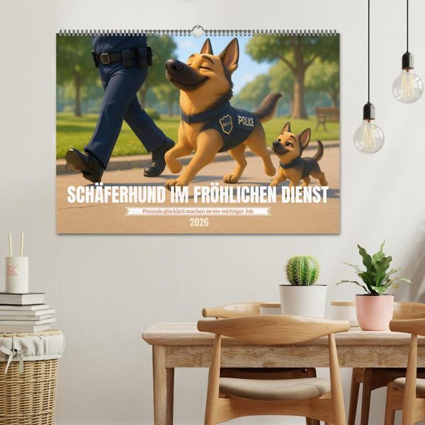 Produktbild: Sch&auml;ferhund im fr&ouml;hlichen Dienst (Wandkalender 2026 DIN A2 quer), CALVENDO Monatskalender