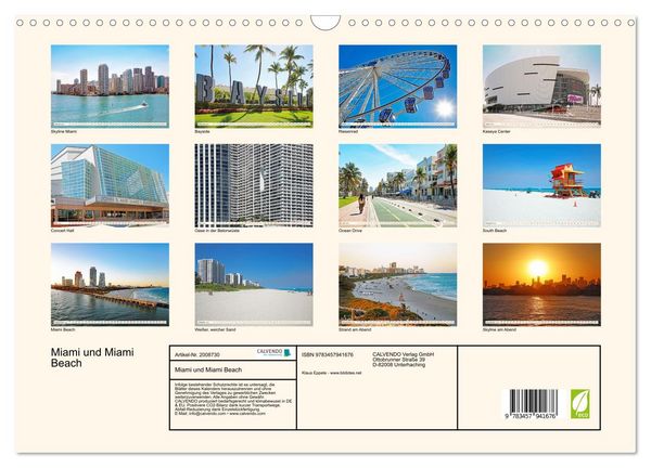 Produktbild: Miami und Miami Beach (Wandkalender 2026 DIN A3 quer), CALVENDO Monatskalender
