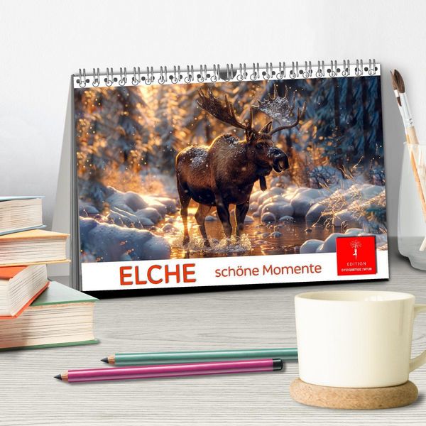 Produktbild: Elche - sch&ouml;ne Momente (Tischkalender 2026 DIN A5 quer), CALVENDO Monatskalender