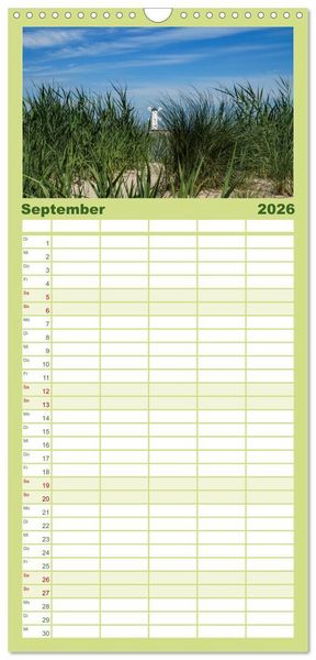Produktbild: Familienplaner 2026 - Das idyllische Usedom mit 5 Spalten (Wandkalender, 21 x 45 cm) CALVENDO