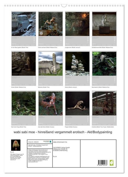 Produktbild: wabi sabi moe - hinrei&szlig;end vergammelt erotisch - Akt/Bodypainting (Wandkalender 2026 DIN A2 hoch), CALVENDO Monatskalender