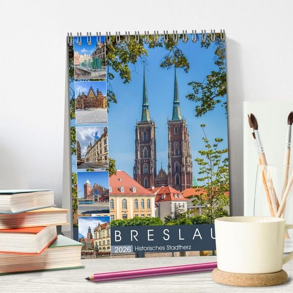 Produktbild: BRESLAU Historisches Stadtherz (Tischkalender 2026 DIN A5 hoch), CALVENDO Monatskalender