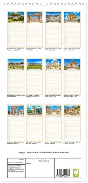Produktbild: Familienplaner 2027 - Magna Graecia - Griechische antike St&auml;tten in S&uuml;ditalien mit 5 Spalten (Wandkalender, 21 x 45 cm) CALVENDO
