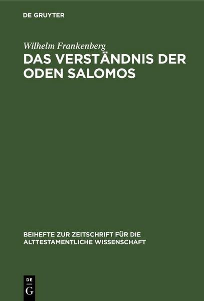 Produktbild: Das Verst&auml;ndnis der Oden Salomos