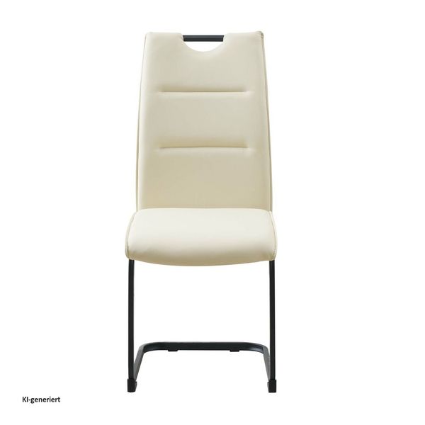Produktbild: HTI-Living Schwingstuhl 2er Set PU creme DannyP Freischwinger Esszimmerstuhl Kunstleder