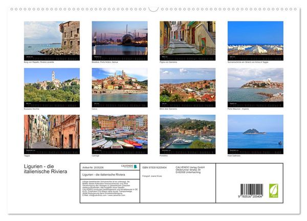 Produktbild: Ligurien - die italienische Riviera (hochwertiger Premium Wandkalender 2026 DIN A2 quer), Kunstdruck in Hochglanz