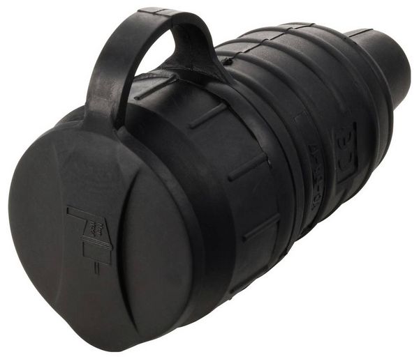 Produktbild: Sygonix SY-6618474 Schutzkontaktkupplung TPE 250 V/AC Schwarz IP44