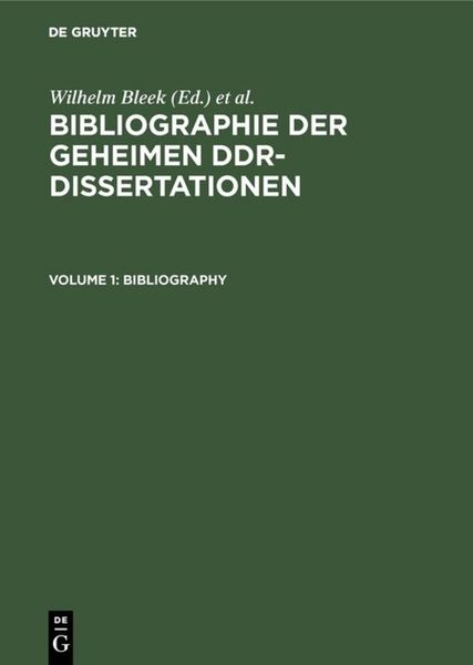 Produktbild: Bibliographie der geheimen DDR-Dissertationen