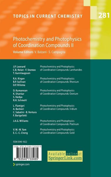 Produktbild: Photochemistry and Photophysics of Coordination Compounds II