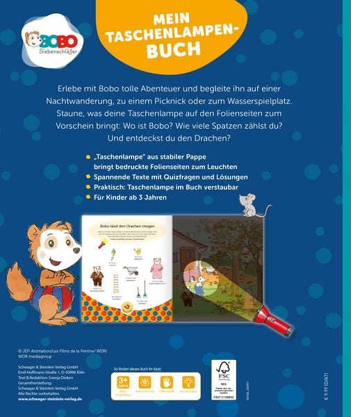 Produktbild: Bobo Siebenschl&auml;fer Mein Taschenlampenbuch &uuml;r Kinder ab 3 Jahren