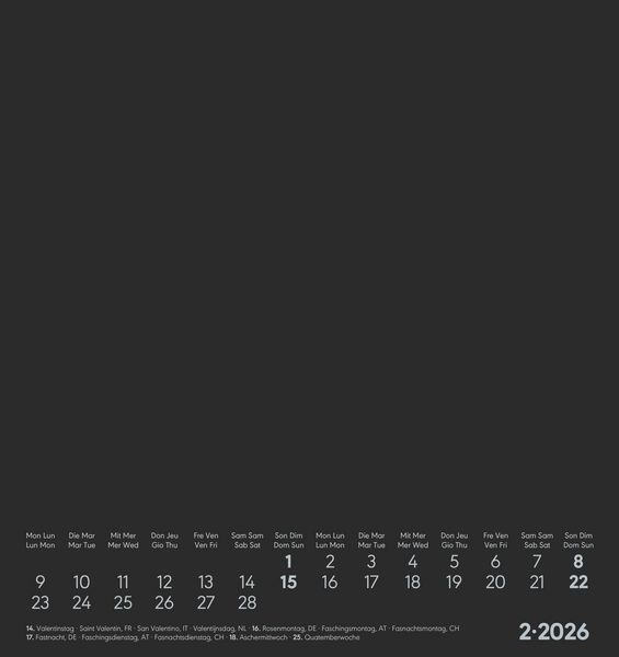 Produktbild: Kreativ-Kalender schwarz 2026 - 16x17 cm - Foto, Malen, Basteln - datiert - Kreativkalender - Foto-Kalender - Alpha Edition
