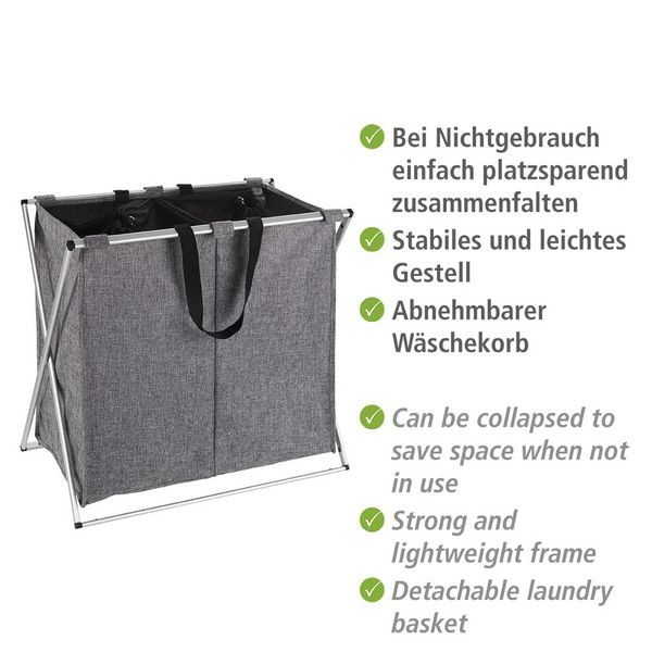 Produktbild: W&auml;schesammler Mod. Duo Grau meliert, Fassungsverm&ouml;gen: 120 Liter