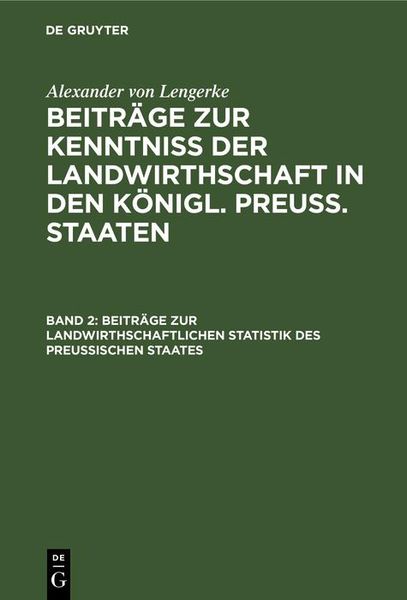 Produktbild: Beitr&auml;ge zur landwirthschaftlichen Statistik des Preu&szlig;ischen Staates