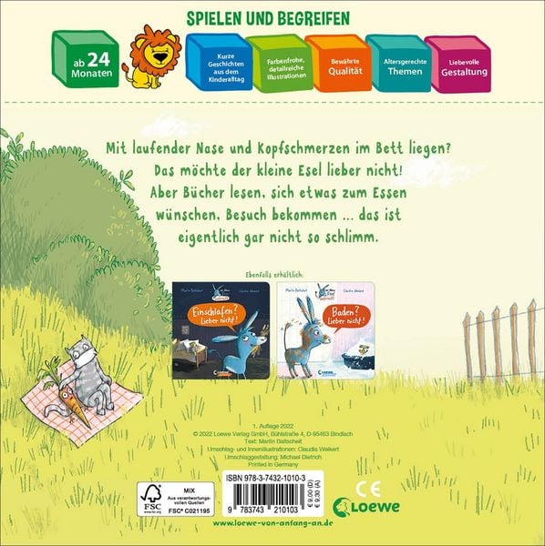 Produktbild: Der kleine Esel Liebernicht - Krank sein? Lieber nicht!