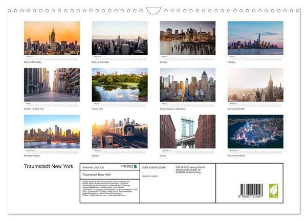 Produktbild: Traumstadt New York (Wandkalender 2026 DIN A3 quer), CALVENDO Monatskalender