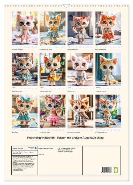 Produktbild: Kuschelige K&auml;tzchen - Katzen mit gro&szlig;em Augenaufschlag (Wandkalender 2026 DIN A2 hoch), CALVENDO Monatskalender