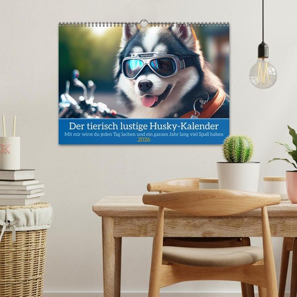 Produktbild: Der tierisch lustige Husky Kalender (Wandkalender 2026 DIN A3 quer), CALVENDO Monatskalender