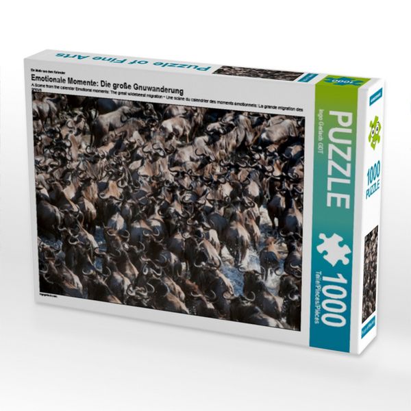 CALVENDO Puzzle Ein Motiv aus dem Kalender Emotionale Momente: Die große Gnuwanderung | 1000 Teile Lege-Größe 64x48cm Foto-Puzzle für glückliche