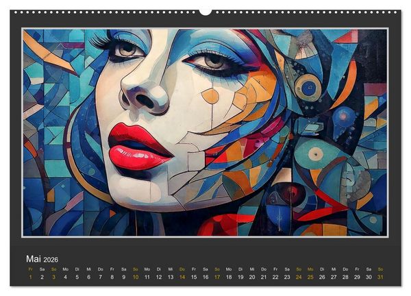 Produktbild: Frauenportr&auml;ts mit dekonstruktivem Ansatz (hochwertiger Premium Wandkalender 2026 DIN A2 quer), Kunstdruck in Hochglanz