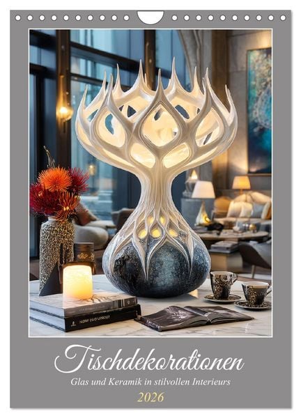 Tischdekorationen. Glas und Keramik in stilvollen Interieurs (Wandkalender 2026 DIN A4 hoch), CALVENDO Monatskalender