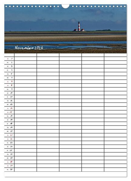 Produktbild: St. Peter Ording Familienplaner (Wandkalender 2026 DIN A3 hoch), CALVENDO Monatskalender