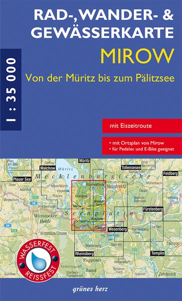 Rad-, Wander- und Gewässerkarte Mirow - von der Müritz zum Pälitzsee mit Eiszeitroute, Sonstige von , Grünes Herz, 9783866364097