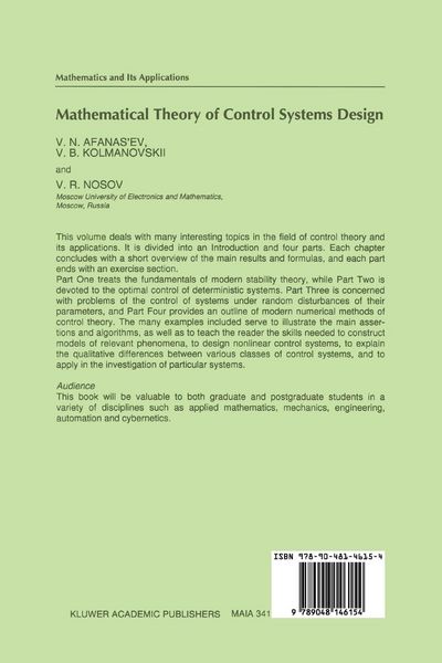 Produktbild: Mathematical Theory of Control Systems Design