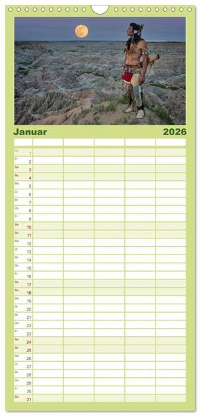 Produktbild: Familienplaner 2026 - Sioux Im Lande von Sitting Bull mit 5 Spalten (Wandkalender, 21 x 45 cm) CALVENDO