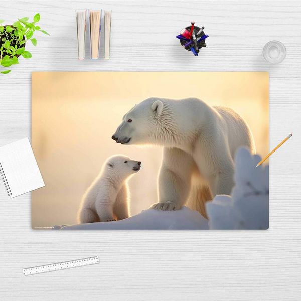 Produktbild: Cover-your-desk Schreibtischunterlage f&uuml;r Kinder Eisb&auml;r Baby mit Mama, aus hochwertigem Vinyl, 60 x 40 cm