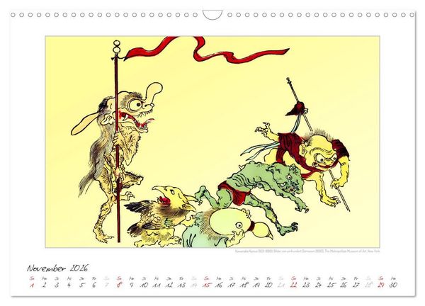 Produktbild: Kawanabe Kyosai - Einhundert D&auml;monen Kunstkalender (Wandkalender 2026 DIN A3 quer), CALVENDO Monatskalender