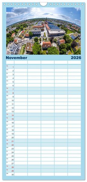 Produktbild: Familienplaner 2026 - Meine Heimat von oben - Luftbilder von Augsburg mit 5 Spalten (Wandkalender, 21 x 45 cm) CALVENDO