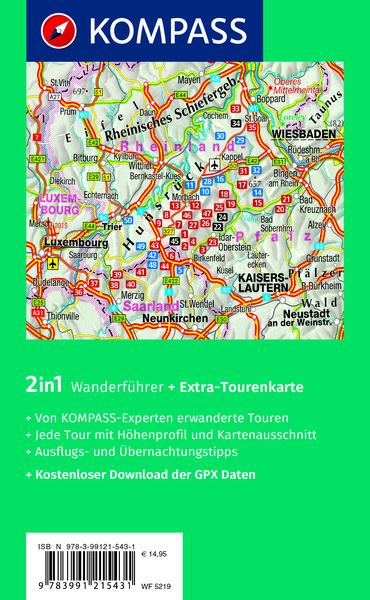 Produktbild: KOMPASS Wanderführer Hunsrück mit Saar-Hunsrück-Steig, 50 Touren mit Extra-Tourenkarte