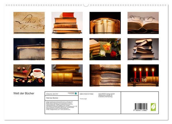 Produktbild: Welt der B&uuml;cher (hochwertiger Premium Wandkalender 2026 DIN A2 quer), Kunstdruck in Hochglanz