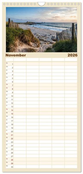 Produktbild: Familienplaner 2026 - Bretagne - Bilder einer K&uuml;stenlandschaft mit 5 Spalten (Wandkalender, 21 x 45 cm) CALVENDO