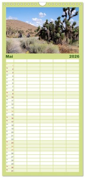 Produktbild: Familienplaner 2026 - Born to be Wild - Mit der Harley durch den S&uuml;dwesten der USA mit 5 Spalten (Wandkalender, 21 x 45 cm) CALVENDO